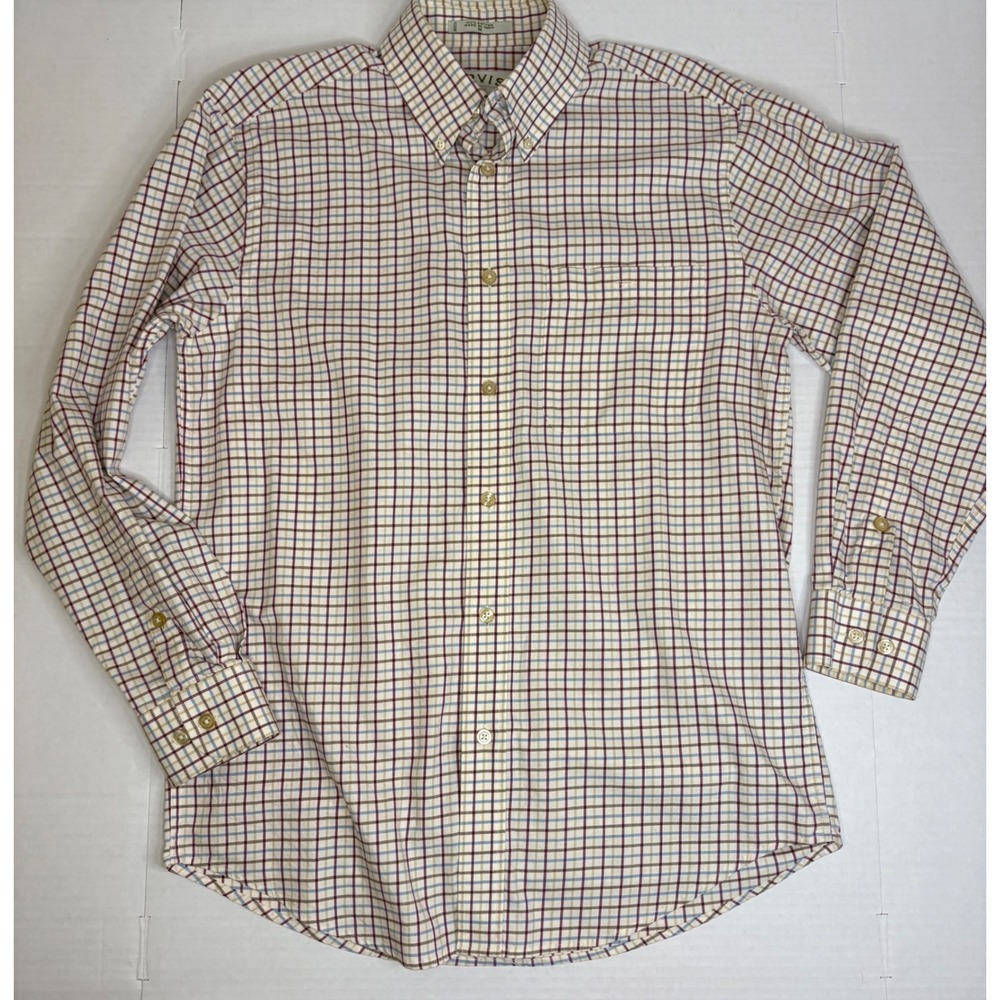 Vintage Orvis Tattersall Plaid Long-Sleeve Button-Up Shirt Earth Tones